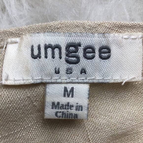 Umgee Linen Sleeveless Top Pink/Cream Ombre V-Neck Blouse Babydoll Peasant M - Picture 8 of 11